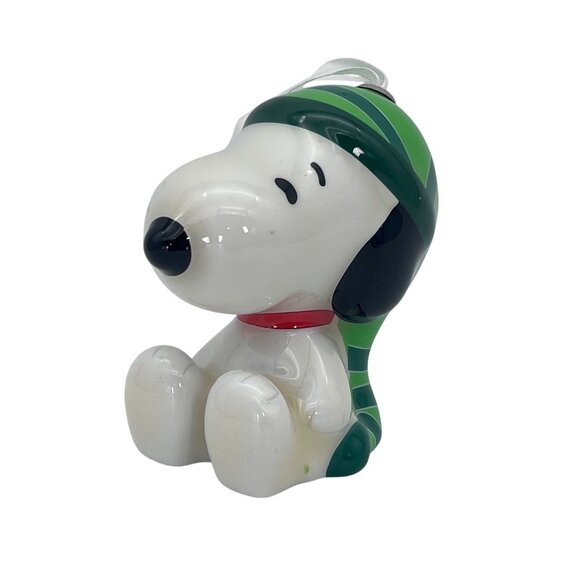 Peanuts Snoopy Plastic Christmas Tree Holiday Ornament 3.5" Green Stocking Hat - Picture 4 of 14
